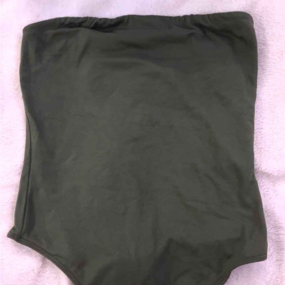 Faded rose army green tube top bodysuit
